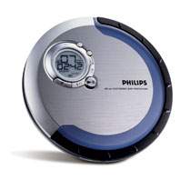 Discman PHILIPS AX5201 CD R/RW, LCD, bufor 45 sek., pilot, słuchawki, zasilacz, niebieski